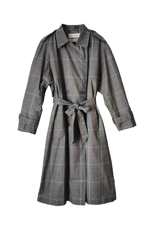 Checked trench coat 