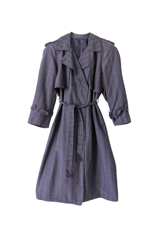 Checked trench coat 