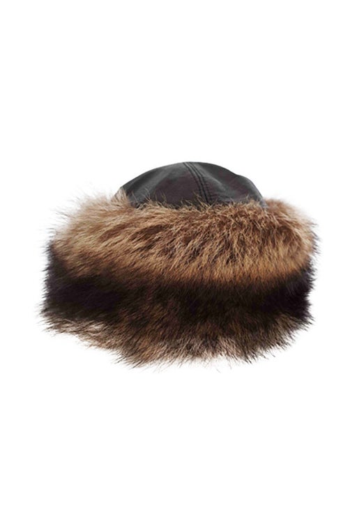Leather and fur hat 