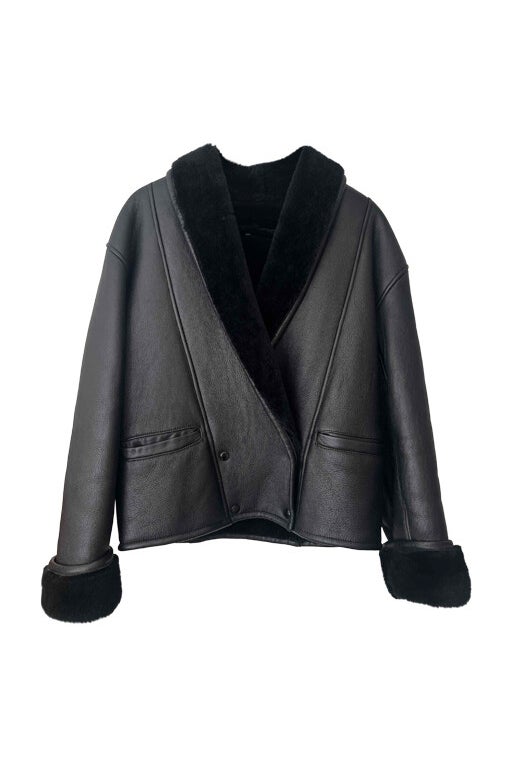 Leather shearling