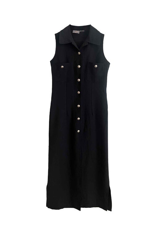 Robe longue noire fendue