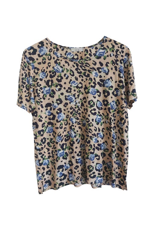 T-shirt léopard à fleurs 