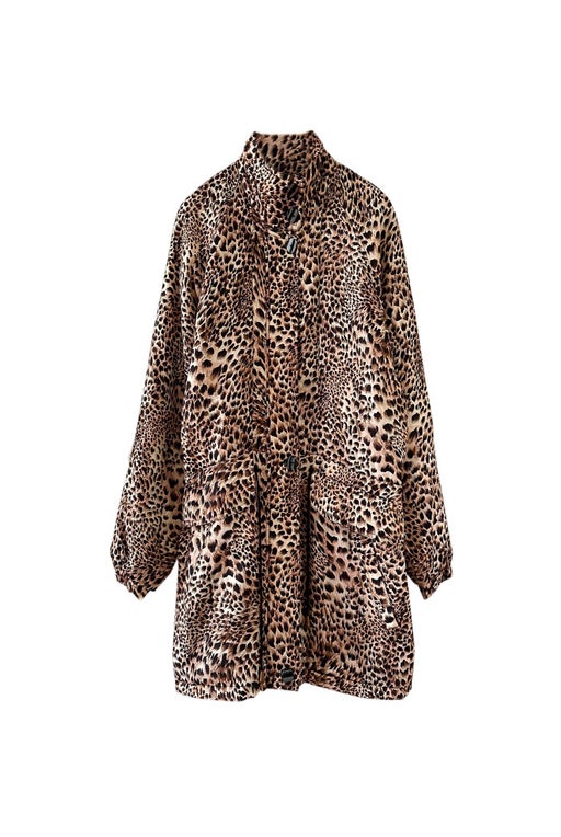 Leopard silk down jacket 