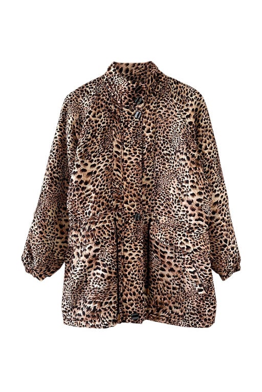 Leopard silk down jacket 