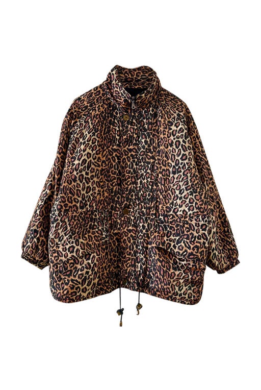Doudoune léopard en soie 