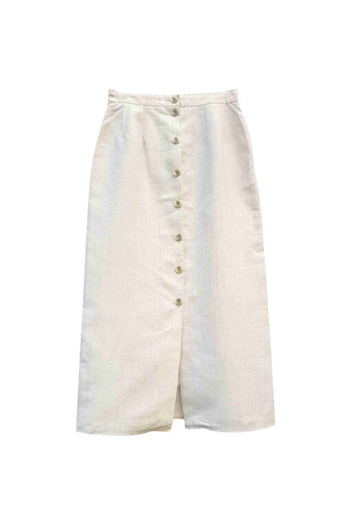 Buttoned linen skirt