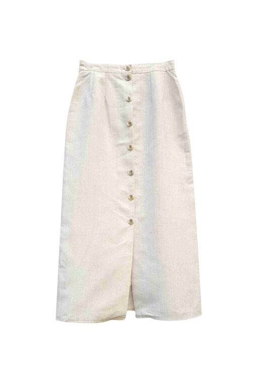 Buttoned linen skirt