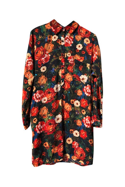 Chemise longue à fleurs 