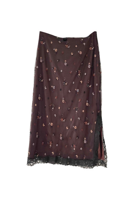 Embroidered mesh skirt