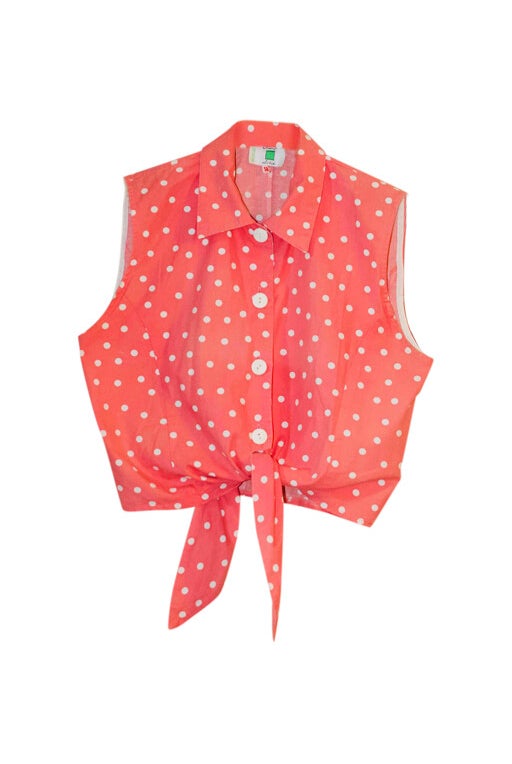 Polka dot knotted crop top 