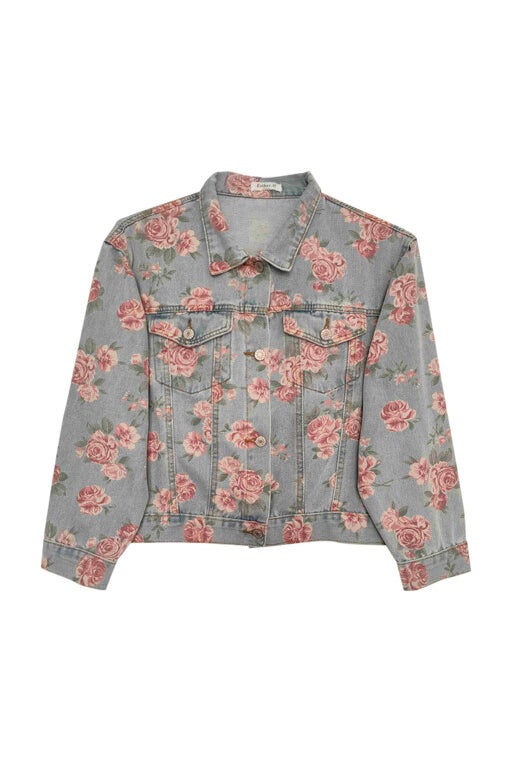 Veste en jean à fleurs 