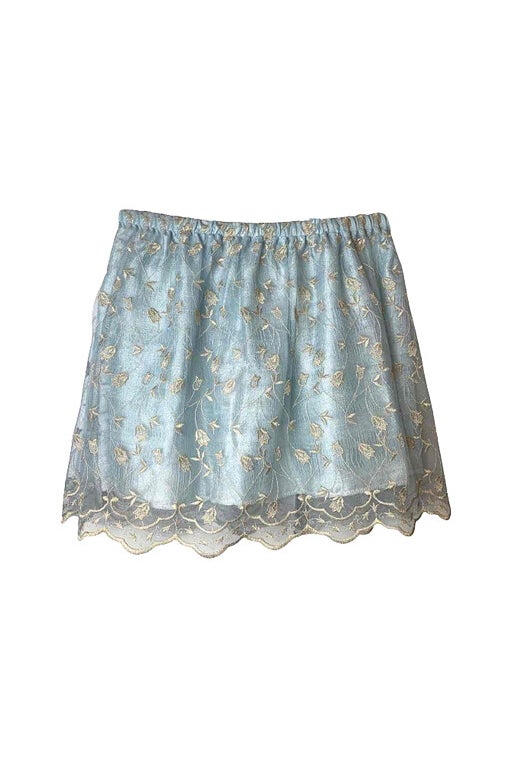 Embroidered silk mini skirt 