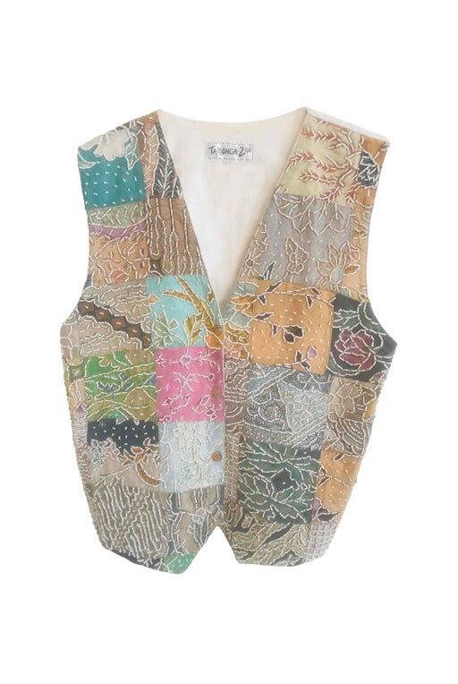 Embroidered patchwork vest 