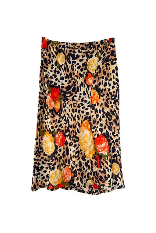 Leopard silk skirt 
