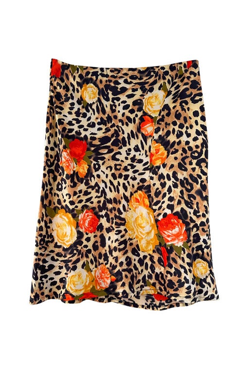 Leopard silk skirt 