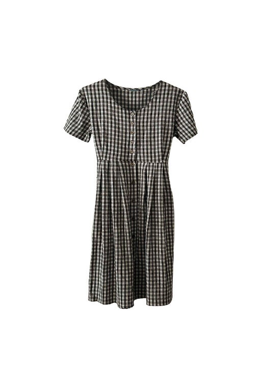Buttoned check dress 