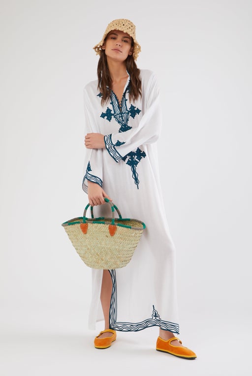 Kenyan beaded straw basket