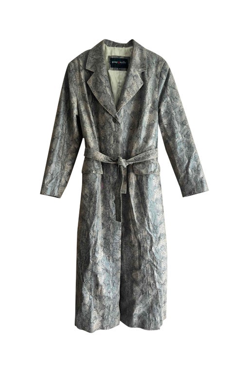 Python leather trench coat
