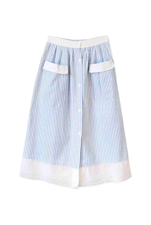 Buttoned striped skirt
