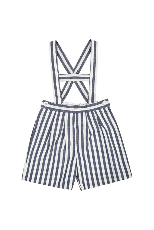 Elias, large navy striped overalls