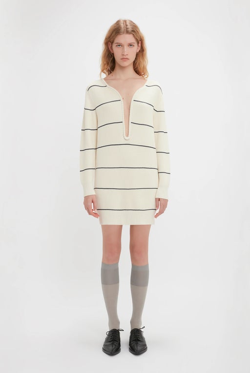 Frame detail sweater dress