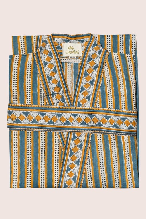 Stripe cotton kimono