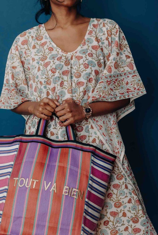 Recycled nylon woven tote bag