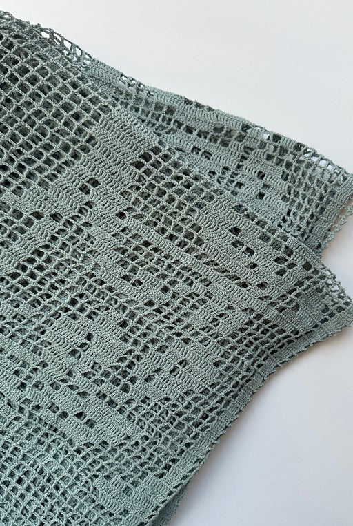 Vintage threadbare bedspread - 1900 - Celadon