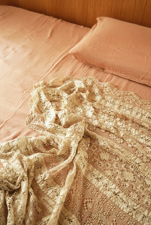 Cotton muslin fitted sheet - Poudre