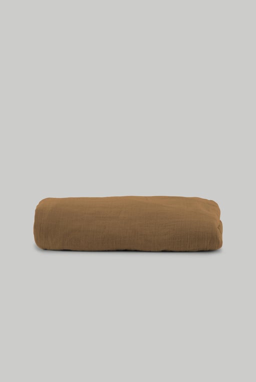 Cotton muslin fitted sheet - Tabac