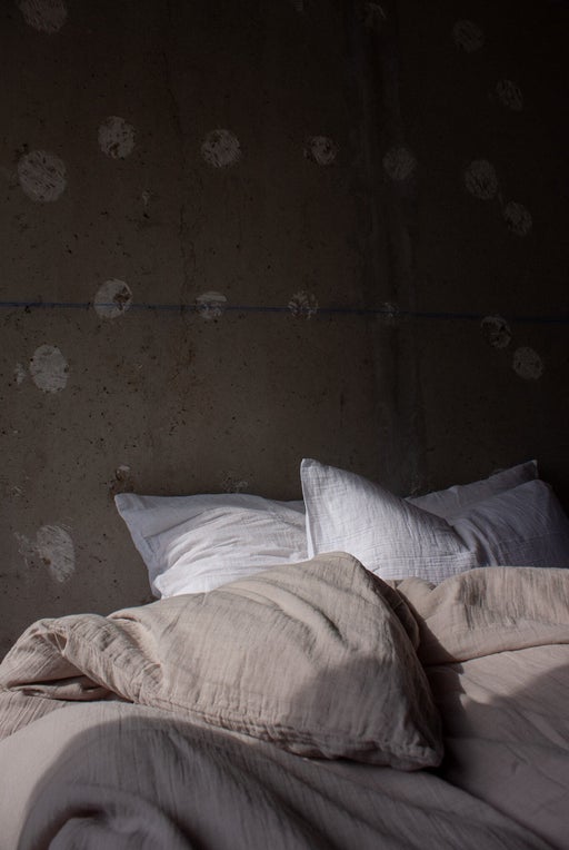 Duvet cover in cotton muslin - Mastic
