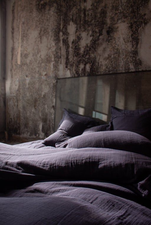 Duvet cover in cotton muslin - Minuit