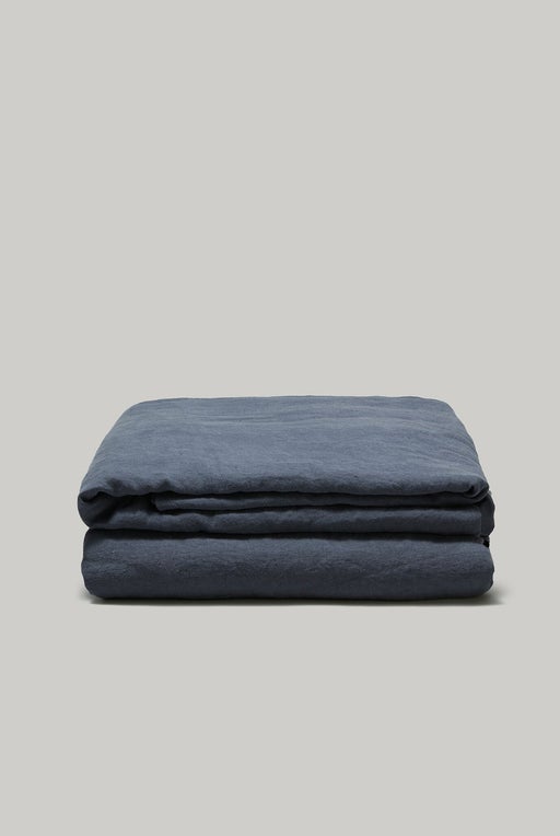 French Washed Linen Flat Sheet - Carbone