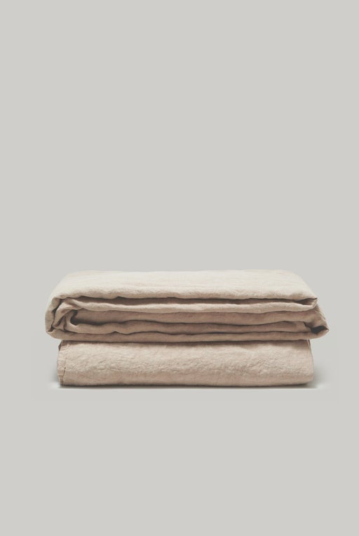 French Washed Linen Flat Sheet - Sable