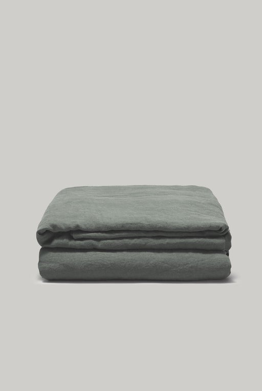 French Washed Linen Flat Sheet - Vert de gris