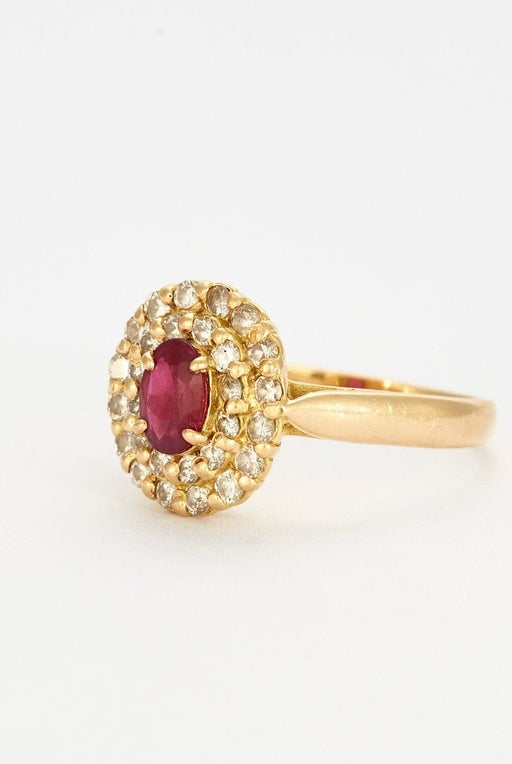 Bague or jaune rubis et diamants