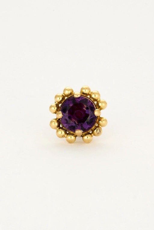 Boucles d'oreilles or jaune et améthystes