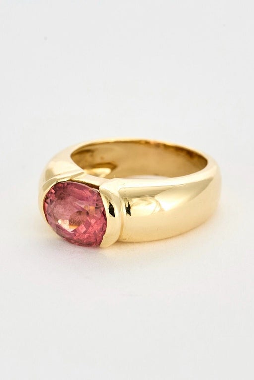 Bague en or jaune tourmaline rose