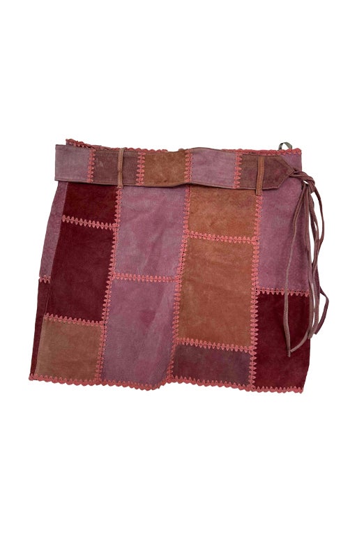 Patchwork suede skirt