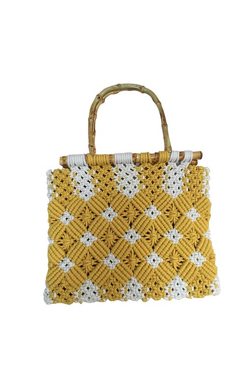 Macrame and bamboo bag